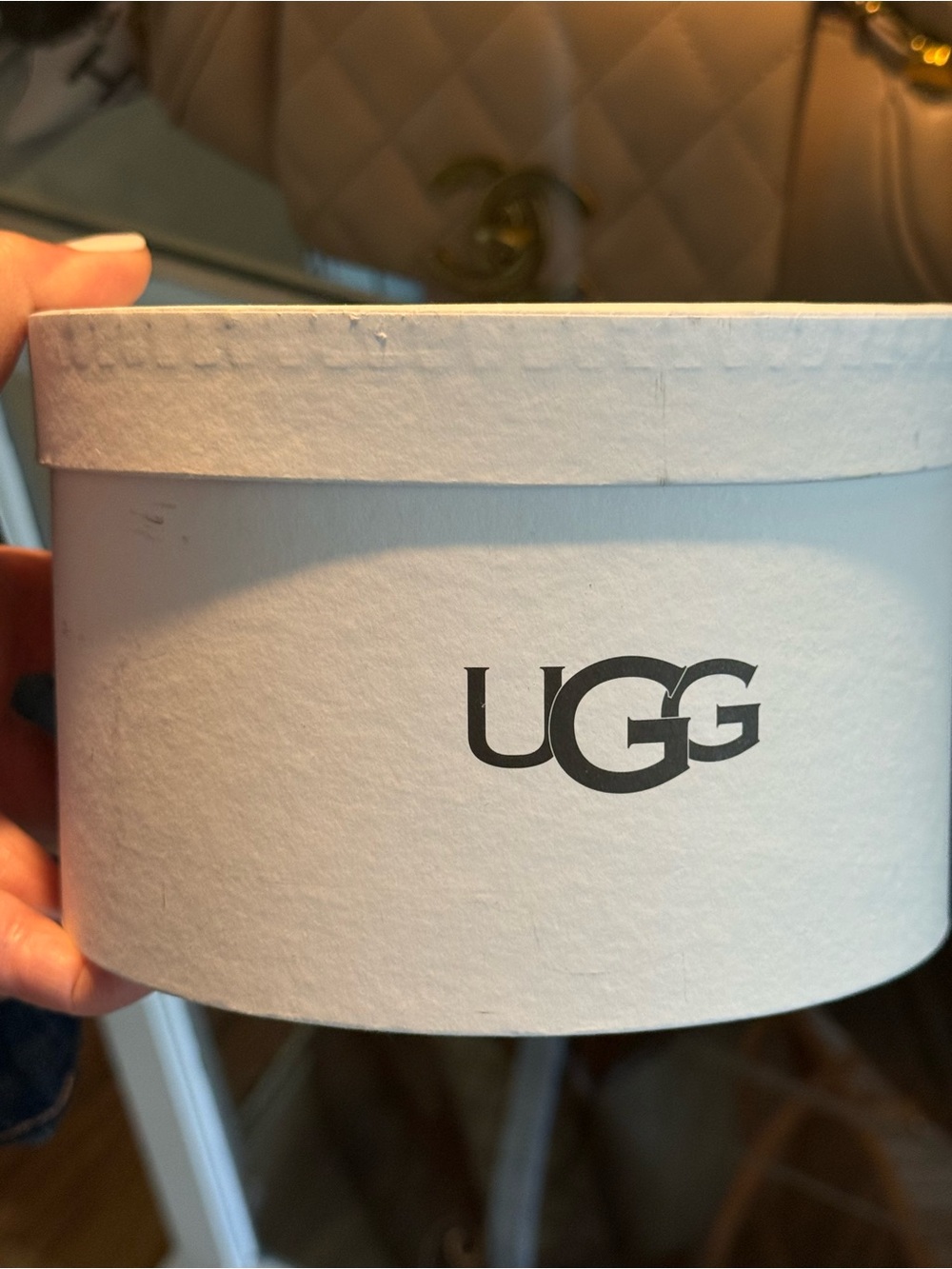 UGG White Round Logo Hat Box